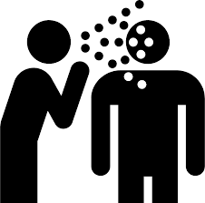 a cartoon image of a person sneezing on another