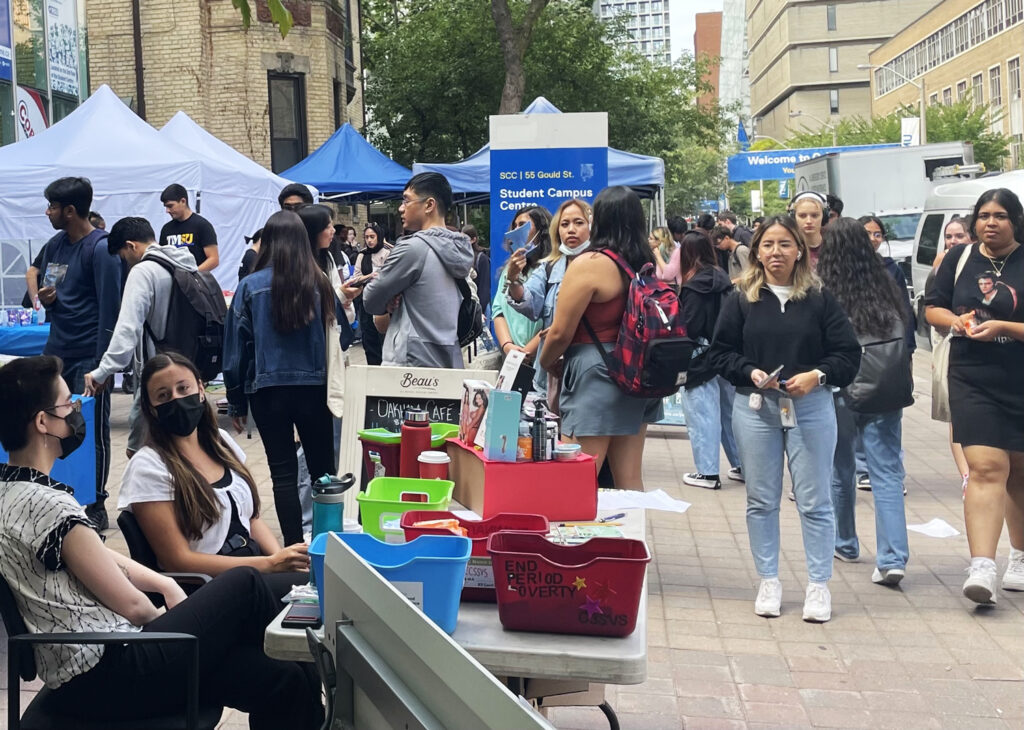 Photo of students on Gould Street on the TMU campus in September 2022.