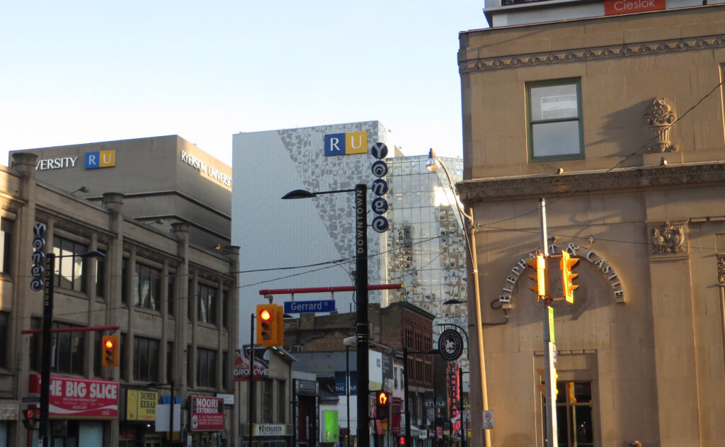 Ryerson University sign on campus.