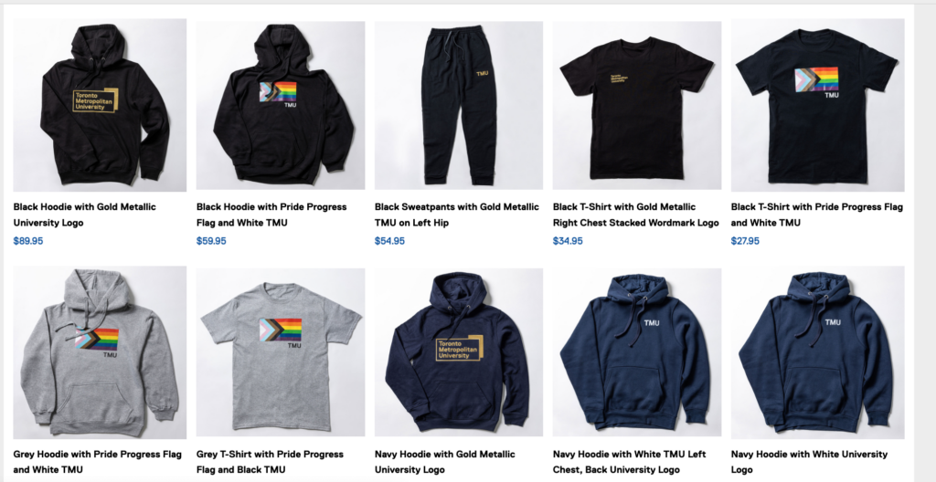 Screenshot of the Campus Store featuring hoodies and t-shirts.