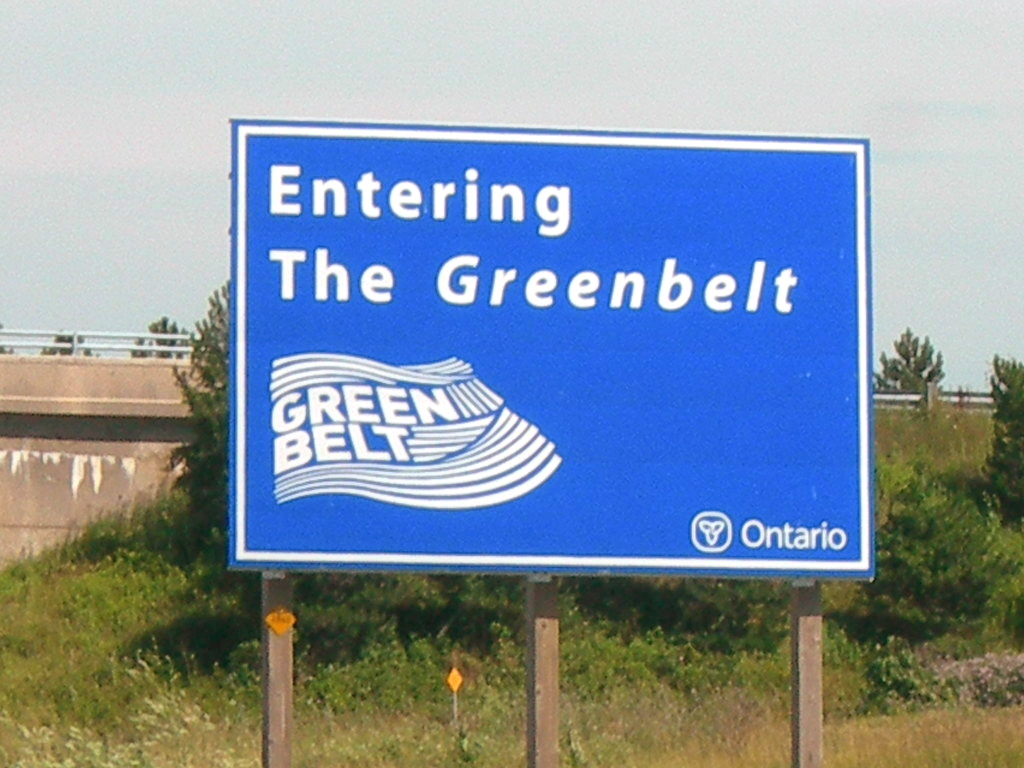 Road sign before entering Ontario's Greenbelt