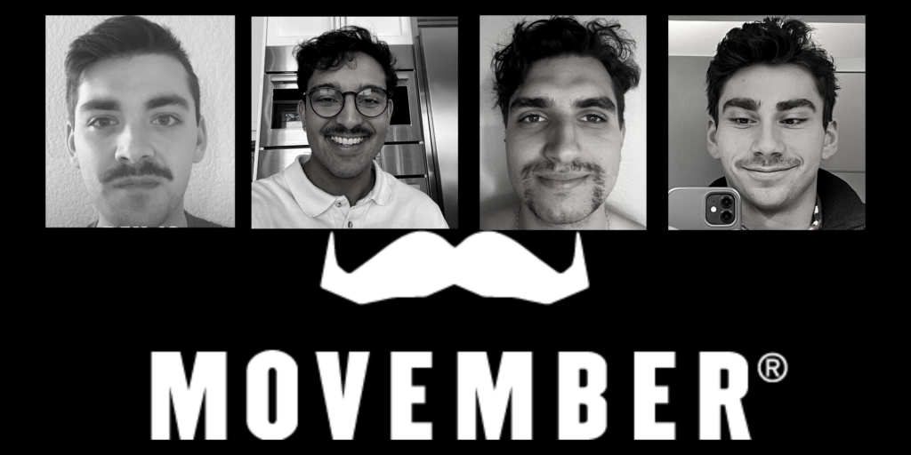 Four different men showing off their Movember moustaches