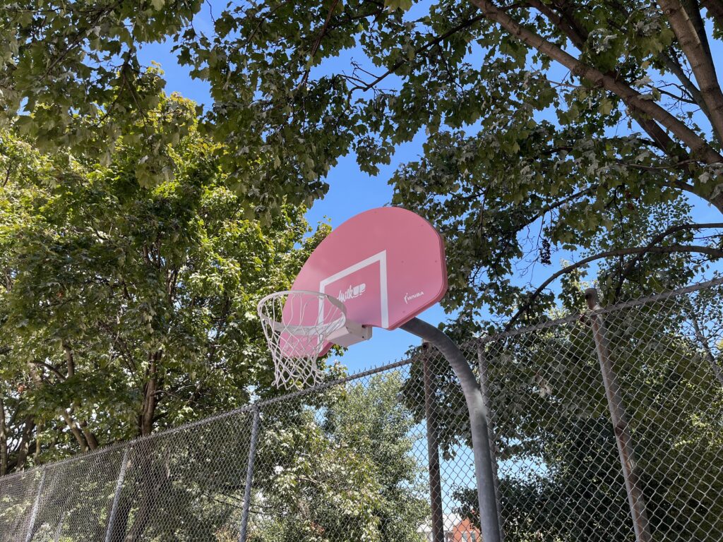 Basketball net at the court.