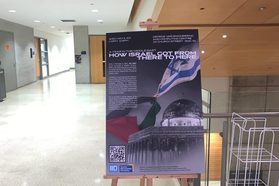 Poster reading "A Year in the Middle East: How Israel Got From There to Here"