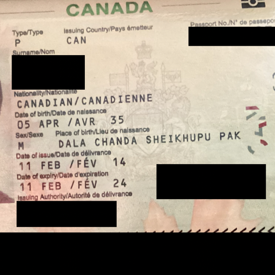 Canadian passport with information on it.