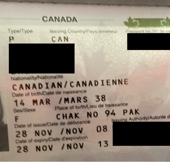 Canadian passport with information on it.