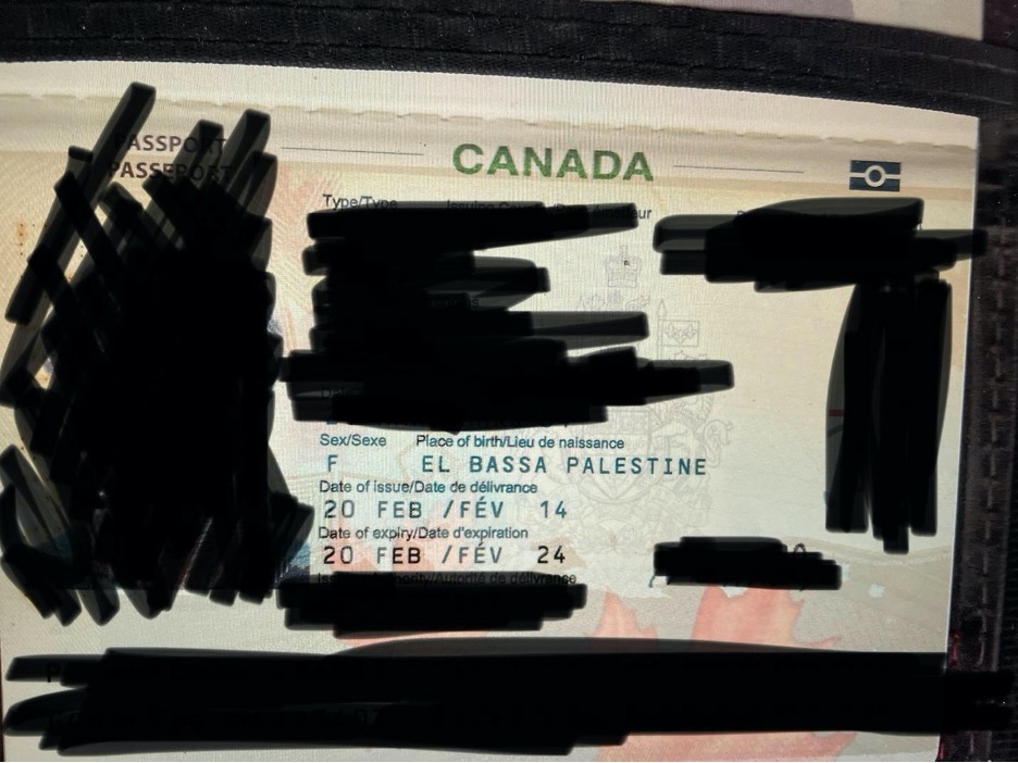 A Canadian passport with information written on it.