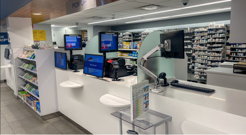 Pharmacy section at Shoppers Drug Mart