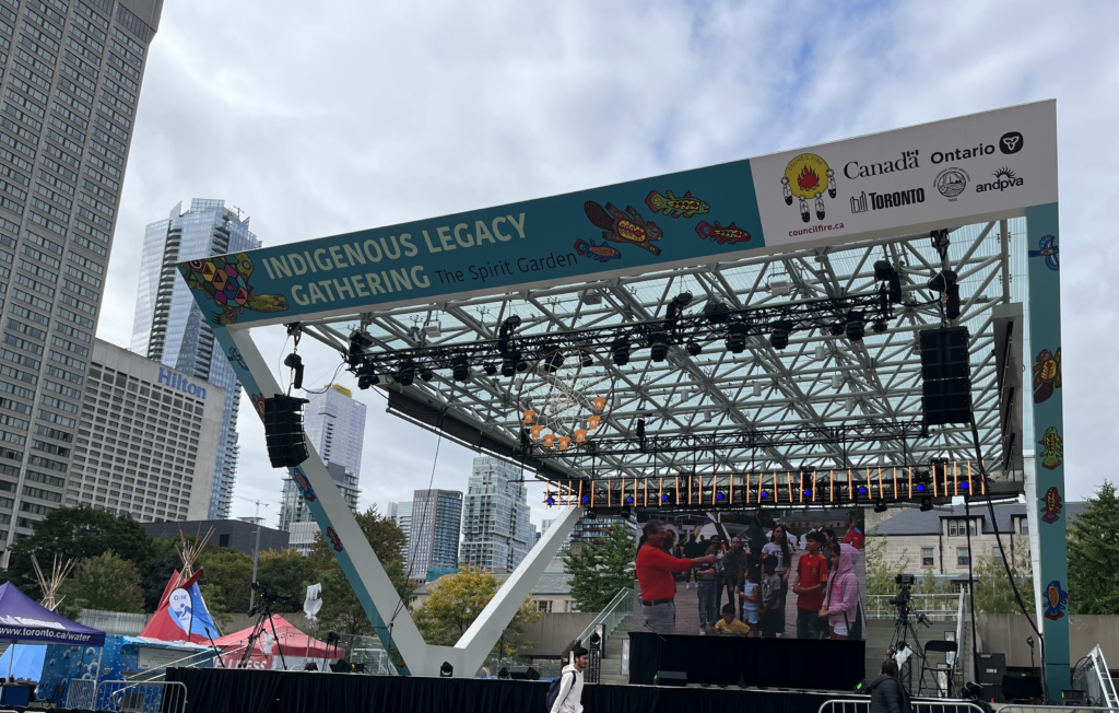 The presentation stage at the Indigenous Legacy Gathering