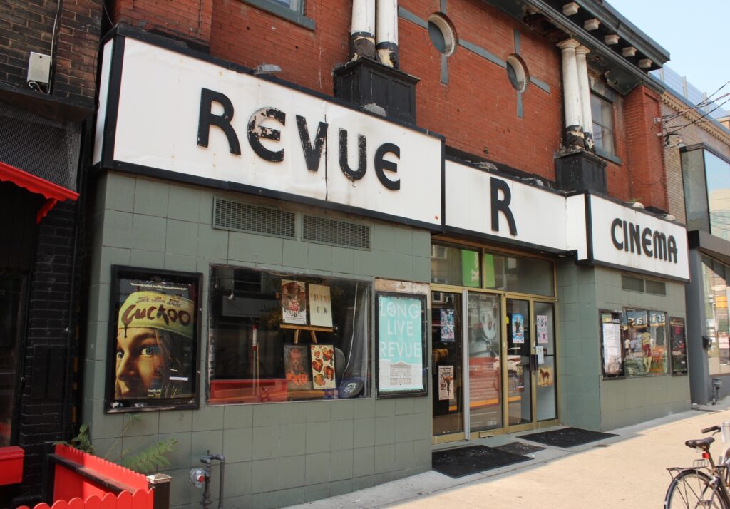 A photo of the Revue Cinema from the street.