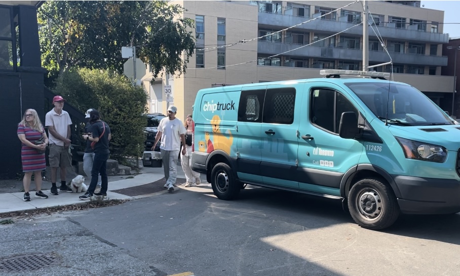 Van with people and dogs