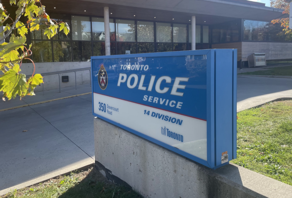 A photo of the new TPS collision reporting centre sign.