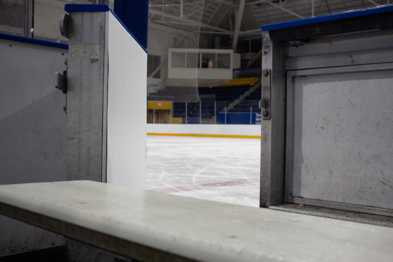 hockey rink view from the bench