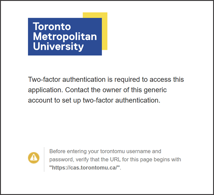 A screenshot of a Toronto Metropolitan University login screen requiring two-factor authentication to access student email accounts.