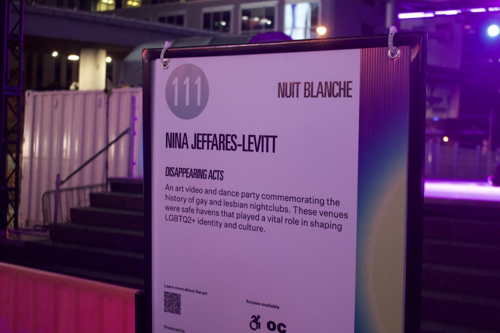 close-up of a poster at Nuit Blanche describing Nina Jefarres-Levitt's installation at Sankofa Square
