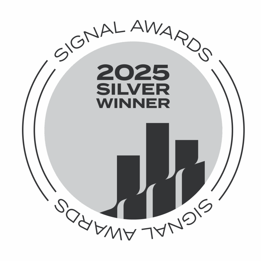 Signal Badge Winner Silver 2025 An image of a silver circle with 2025 Signal Awards Winner on the front.