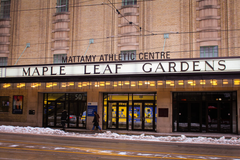 The entrance of a sports arena