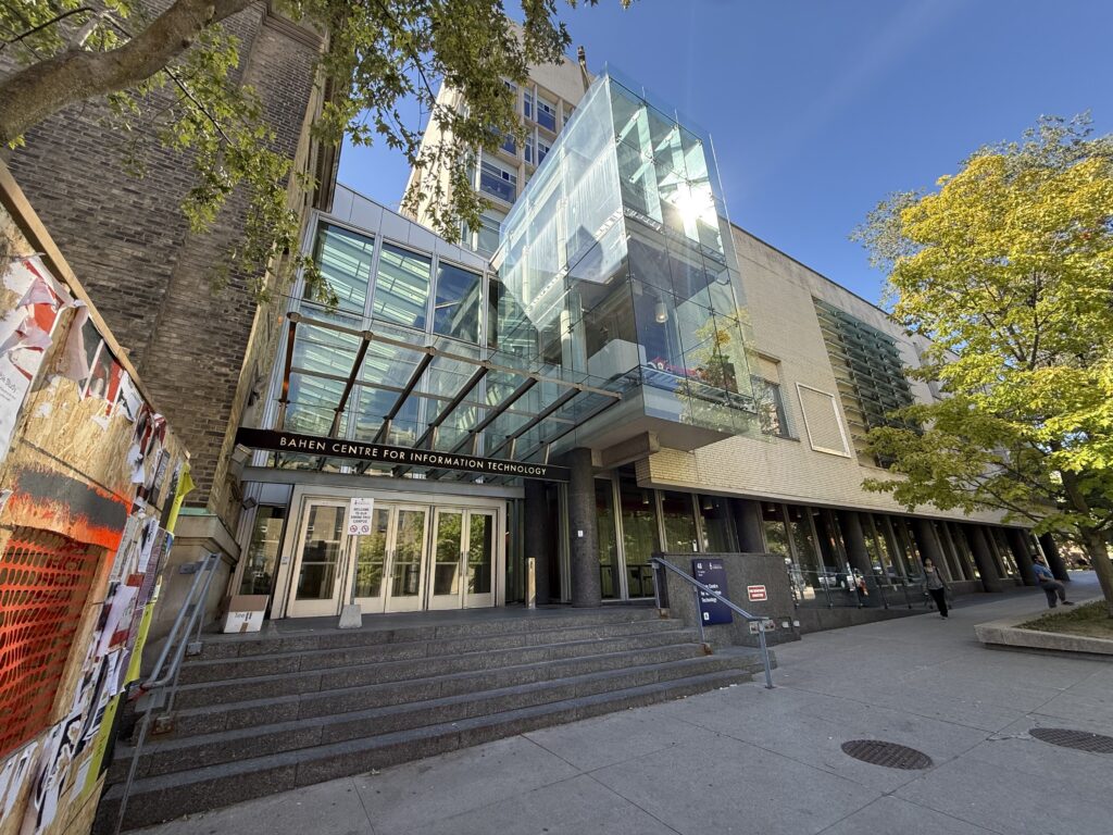 Exterior of the University of Toronto's Bahen Centre for Information Technology. where the Q-SITE quantum technology conference was held.