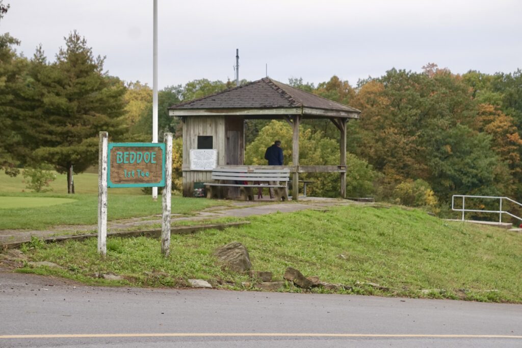 The Beddoe Course on the Chedoke Golf Course land. It features a sign and a small hut.