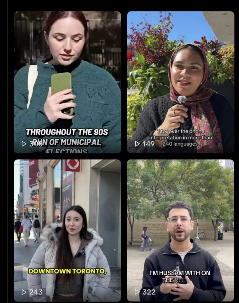 Four photos of students in TikTok videos.